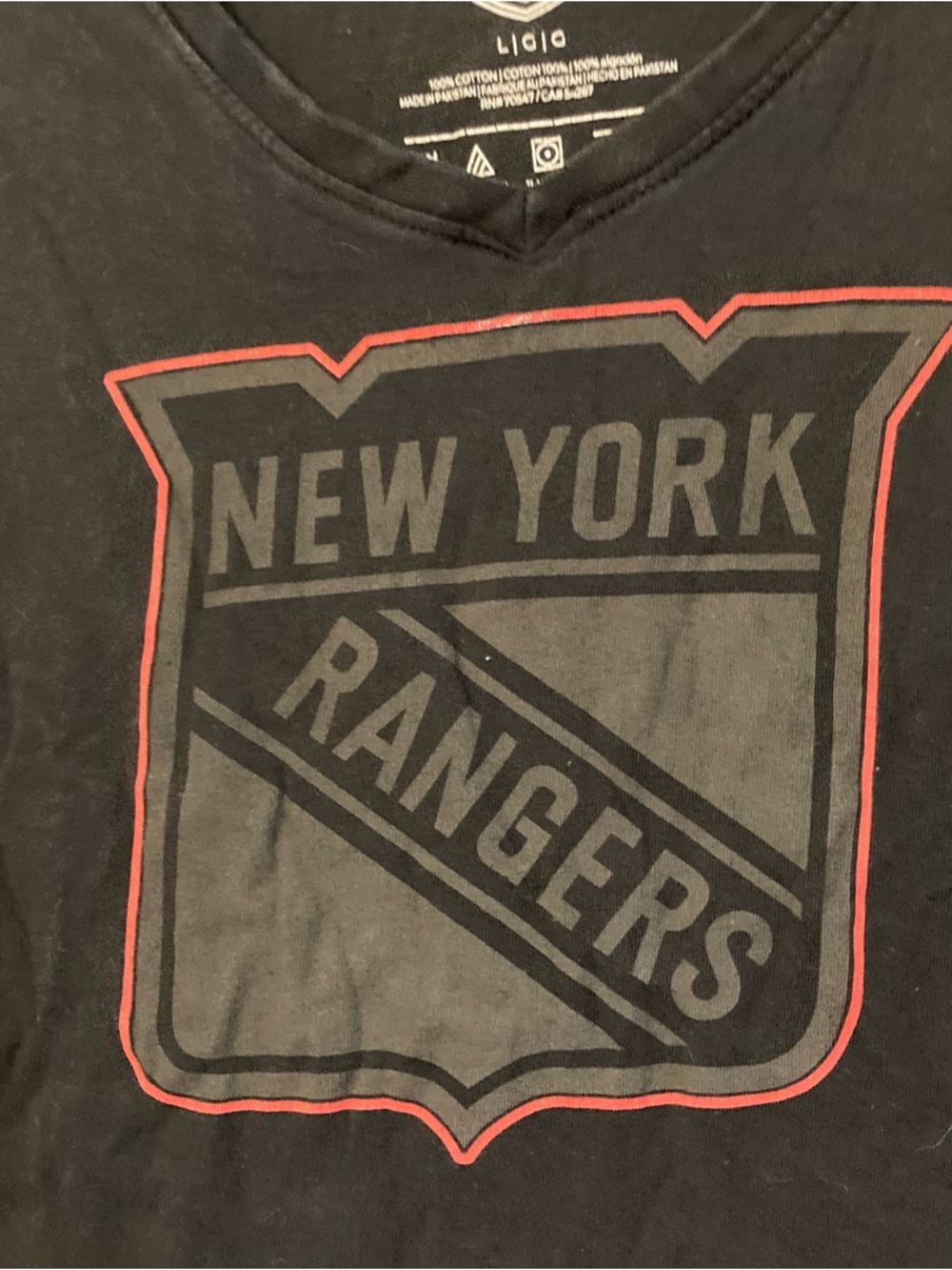 New York Rangers L Black Graphic Tee - Official NHL Team Shirt - Picture 2 of 5